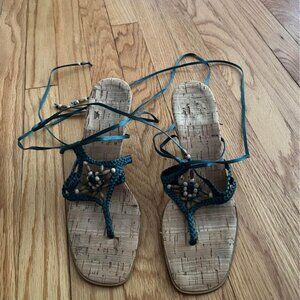 NINE WEST/ 9 West strap beaded lace up sandals, 8 1/2
